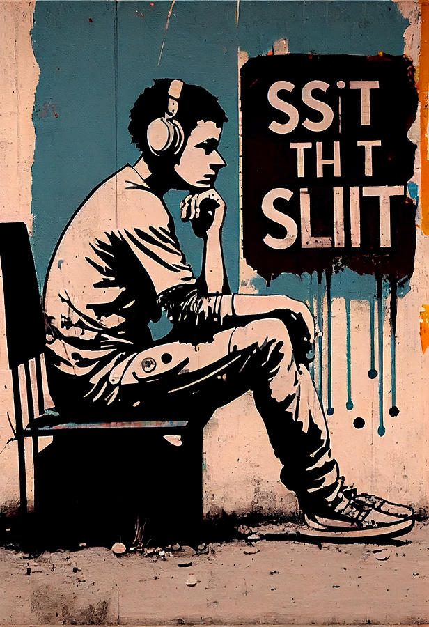 Fantasy Digital Art - Sit  be  still  and  listen.    street  art  graffiti   by Asar Studios #3 by Celestial Images