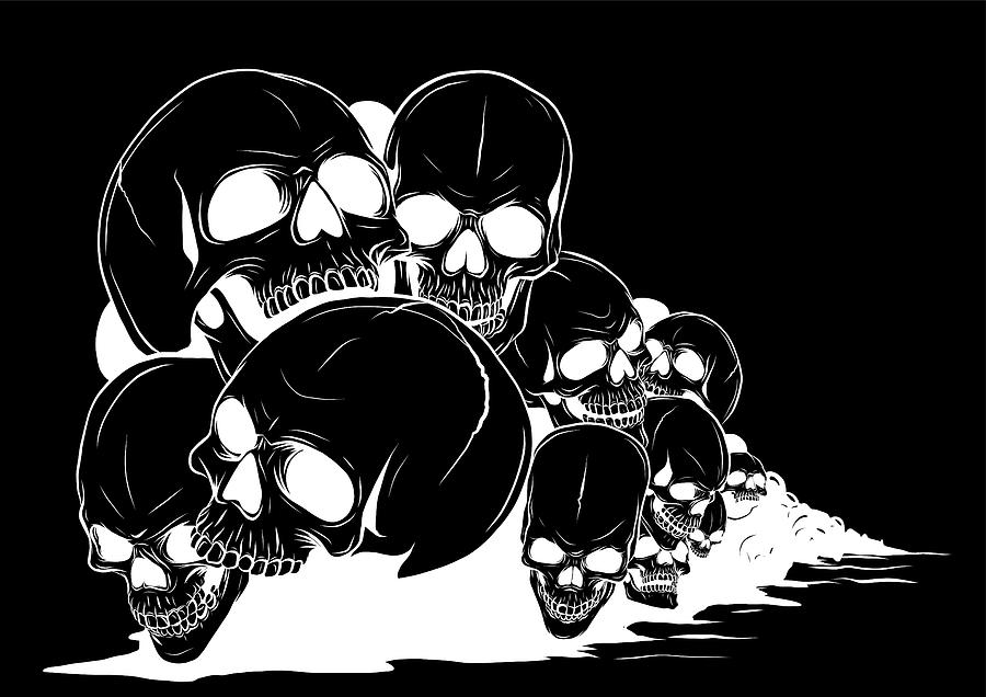 Skull And Crossbones. Human Skulls And Bones With Shallow Depth Of ...