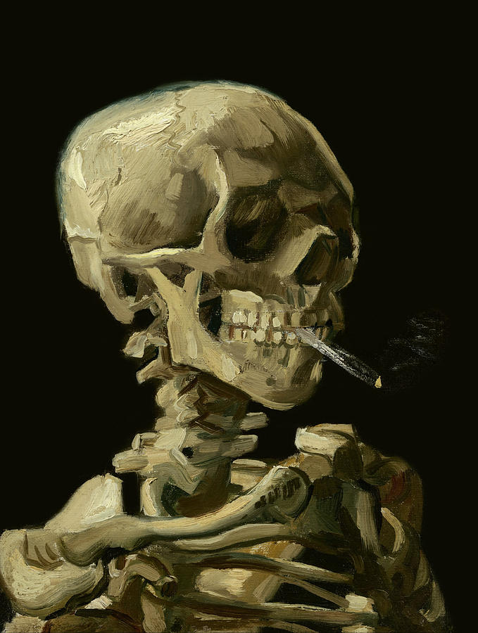 Vincent Van Gogh Painting - Skull of a Skeleton with Burning Cigarette by Vincent van Gogh by Mango Art