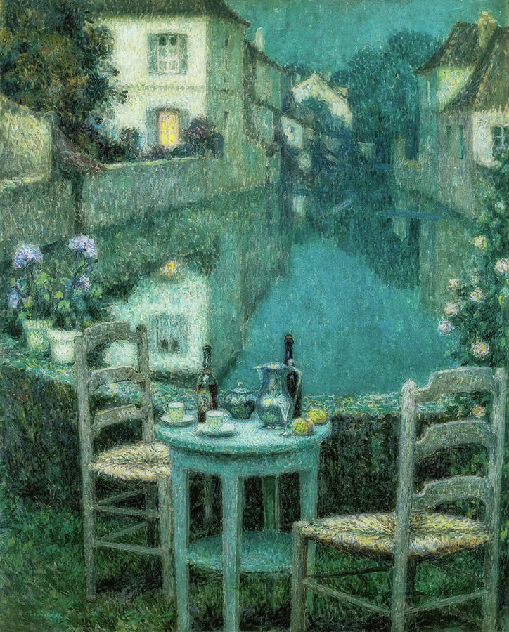 Vintage Painting - Small Table in Evening Dusk #3 by Henri le Sidaner