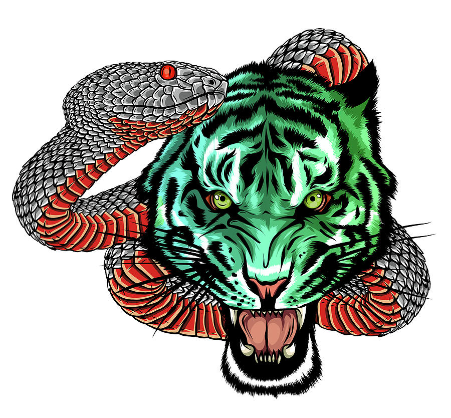 Japanese Tiger Fighting Snake Tattoo | Tiger-Universe