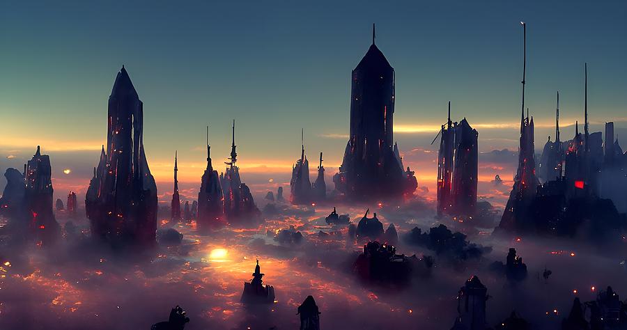 space city at Dawn Digital Art by Frederick Butt | Pixels