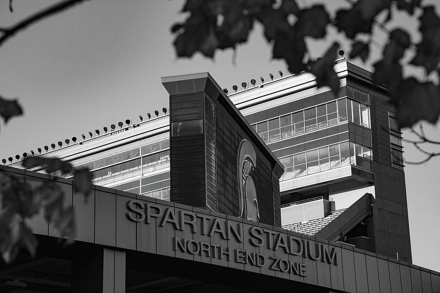 Spartan Stadium at Michigan State University in black and white #3 Photograph by Eldon McGraw