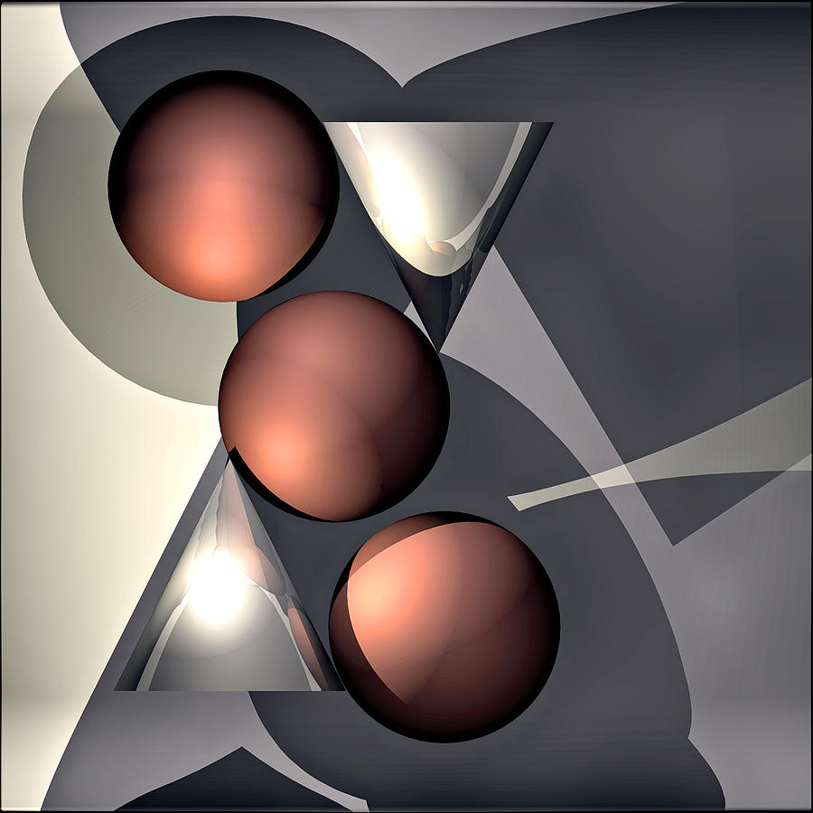 3 Spheres And 2 Cones Digital Art by Andrei SKY