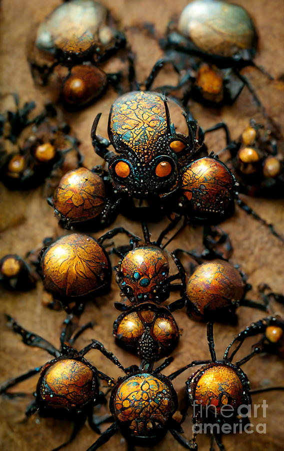 Spider Digital Art - Spiders steampunk #3 by Sabantha