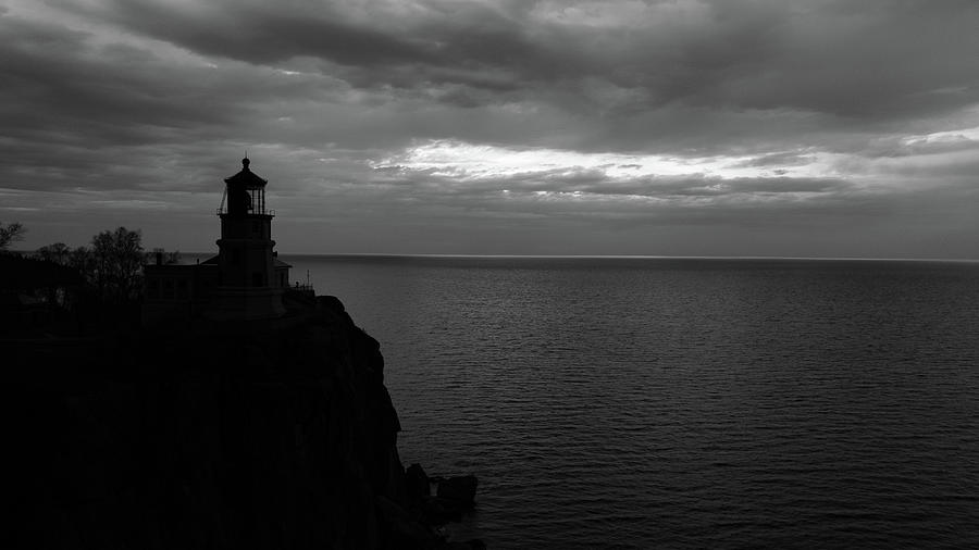 Split Rock Lighthouse in Minnesota along Lake Superior in black and white #3 Photograph by Eldon McGraw