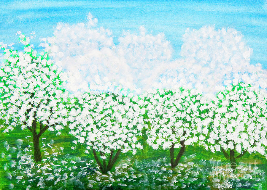 Spring garden, painting #3 Painting by Irina Afonskaya