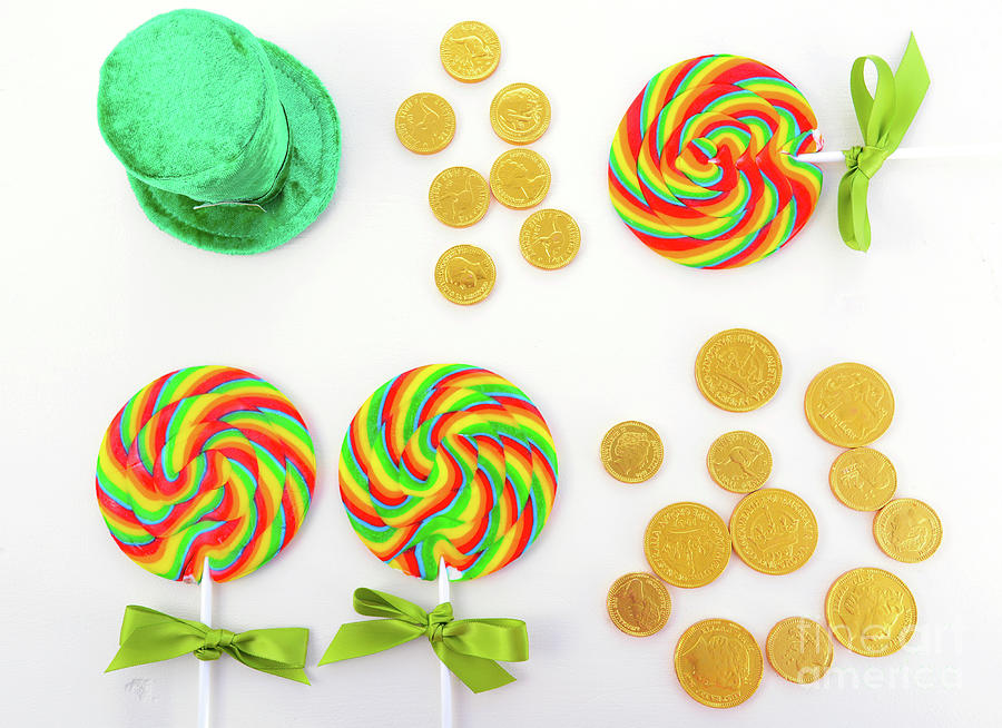 St Patricks Day Rainbow Lollipops #3 Photograph by Milleflore Images