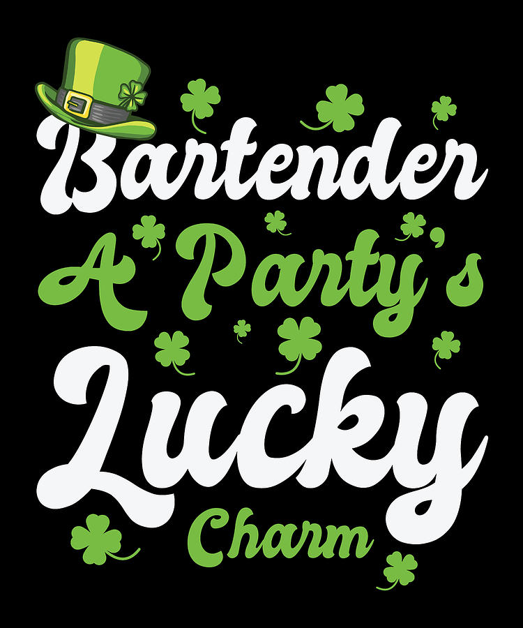 St Patricks Day Digital Art - St Patricks Day Shamrock Clover Bartender Lucky Charm #3 by Toms Tee Store