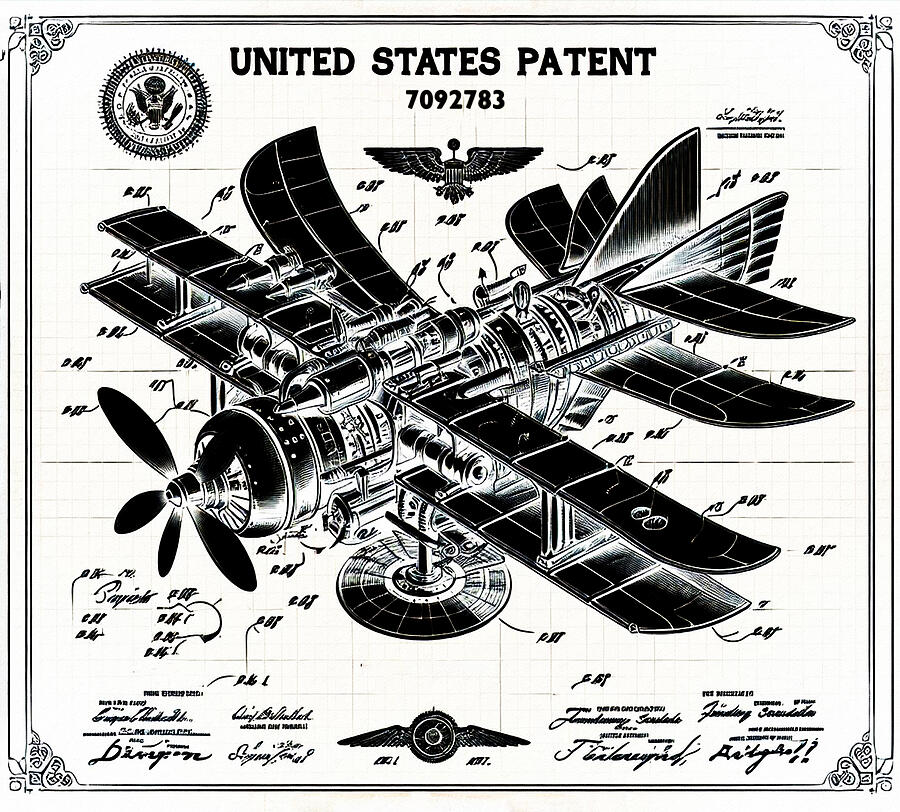 Steampunk Airplane Patent #3 Photograph by Bill Cannon