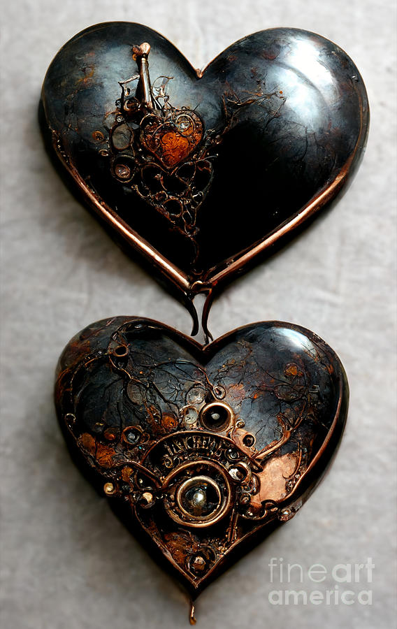 Steampunk Digital Art - Steampunk hearts #3 by Sabantha
