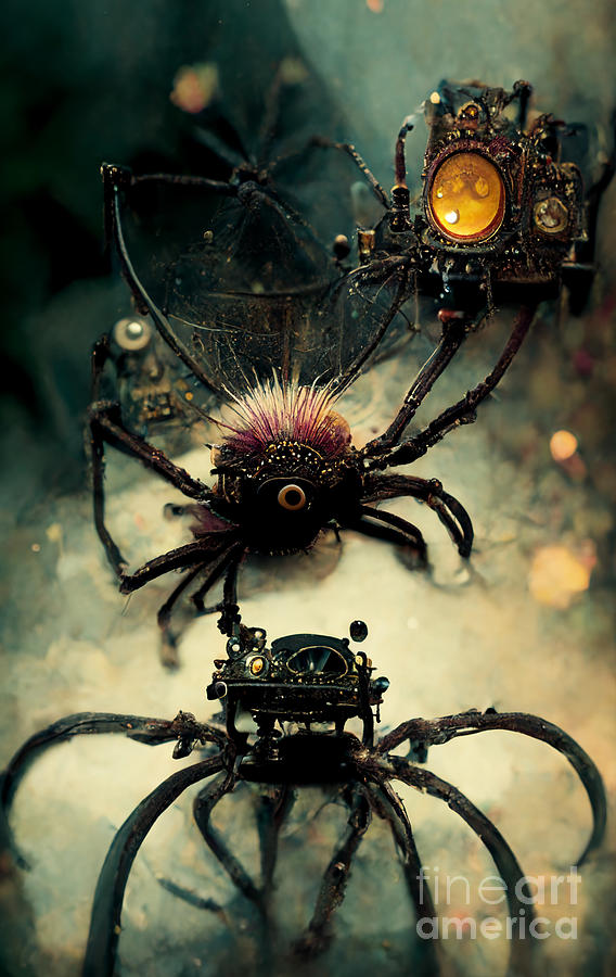 Spider Digital Art - Steampunk tarantula #3 by Sabantha
