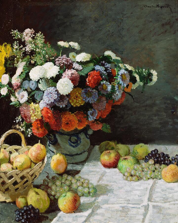 Still Life with Flowers and Fruit, from 1869 Painting by Claude Monet