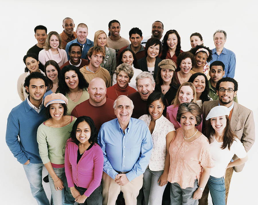 Studio Shot of a Large Mixed Age, Multiethnic Group of Smiling Men and Women #3 Photograph by Digital Vision.