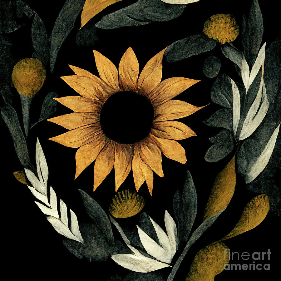 Sunflower Abstract #4 Digital Art by Cindy Singleton