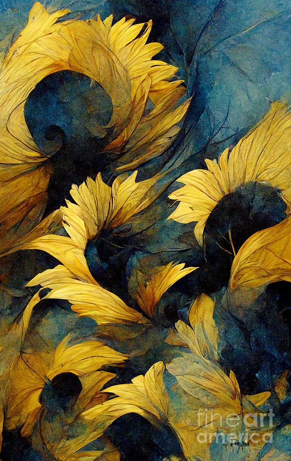 Sunflowers In The Wind Digital Art