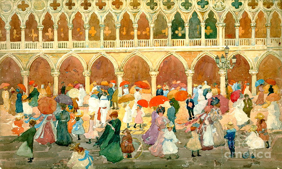 Sunlight on the Piazzetta Painting by Maurice Prendergast