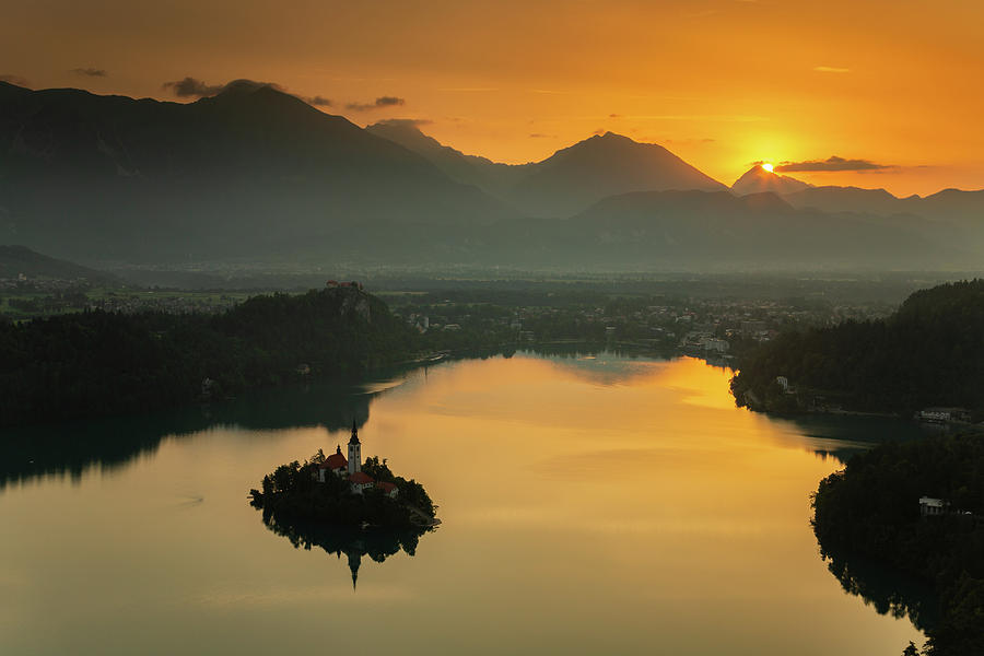Sunrise over Lake Bled from Mala Osojnica #3 Photograph by Ian Middleton
