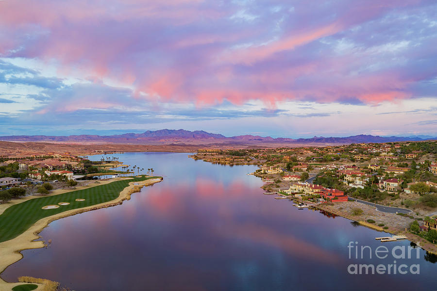 Sunset Aerial View Of The Beautiful Lake Las Vegas Area Photograph