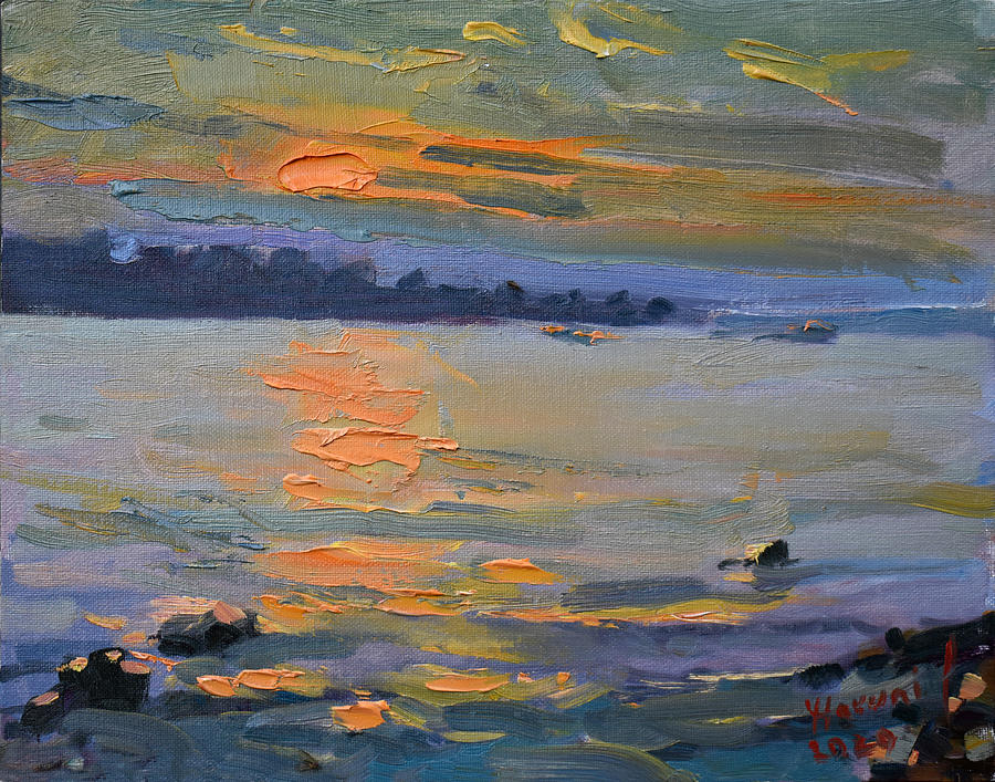 Sunset at Fishermans Park Painting by Ylli Haruni - Fine Art America