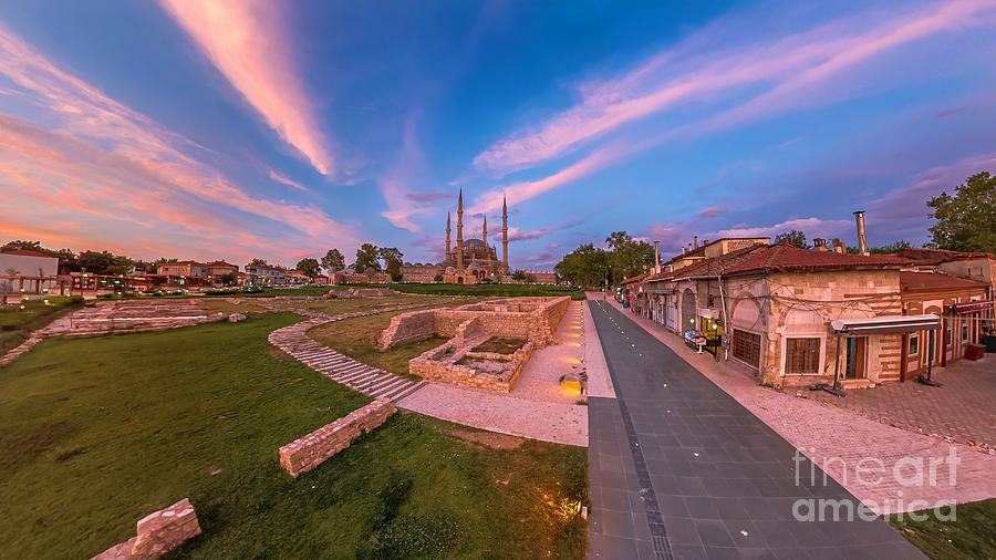 Sunset cityscape of Edirne in Turkey #3 Digital Art by Benny Marty