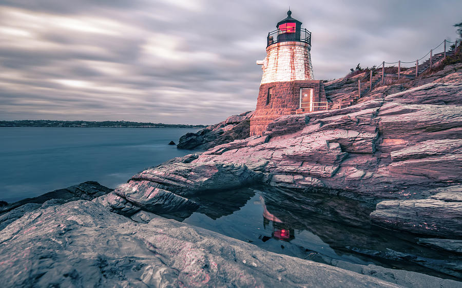 Sunset In Newport Rhode Island At Castle Hill Lighthouse #3 Photograph by Alex Grichenko
