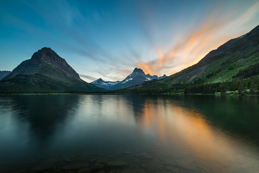 Swiftcurrent Lake at Dawn #3 Photograph by HaizhanZheng