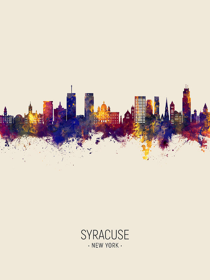 Syracuse Digital Art - Syracuse New York Skyline #3 by Michael Tompsett