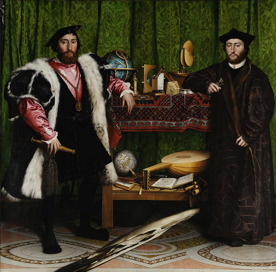 Portrait Painting - The Ambassadors #4 by Hans Holbein the Younger