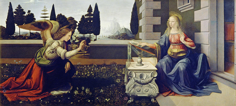 Leonardo Da Vinci Painting - The Annunciation #3 by Leonardo da Vinci