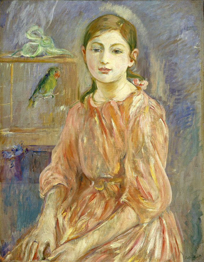 The Artists Daughter with a Parakeet #5 Painting by Berthe Morisot