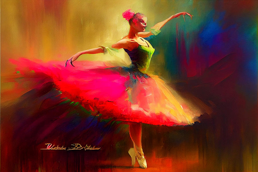 The Ballerina oil painting in the style of Robi by Asar Studios Digital ...