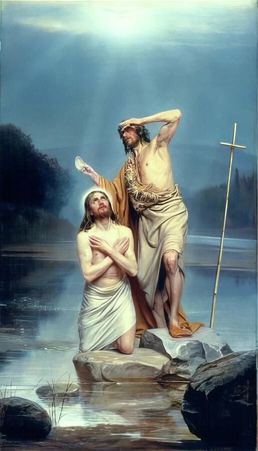 The Baptism of Christ #3 Painting by Carl Bloch The Baptism of Christ #3 Painting by Carl Bloch