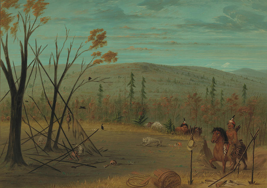 The Cheyenne Brothers Returning from Their Fall Hunt #4 Painting by George Catlin