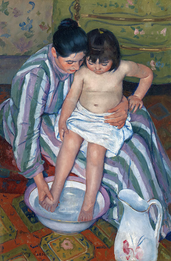 Mary Stevenson Cassatt Painting - The Childs Bath #3 by Mary Cassatt
