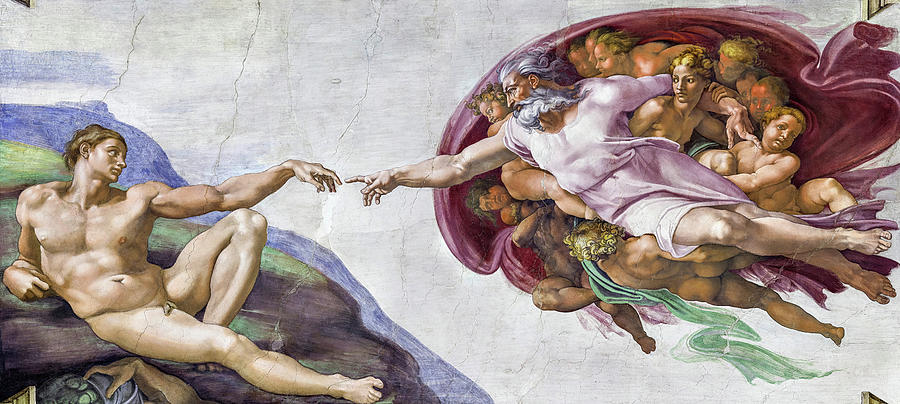 Michelangelo Painting - The Creation of Adam #3 by Michelangelo