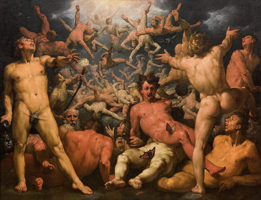 The Fall of the Titans #4 Painting by Cornelis van Haarlem