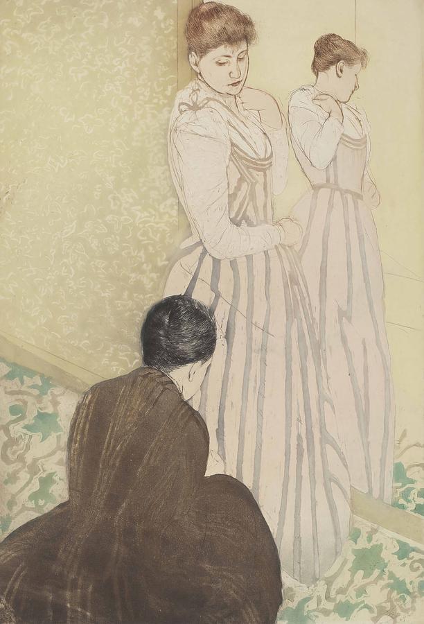 Mary Cassatt Painting - The Fitting  #3 by Mary Cassatt