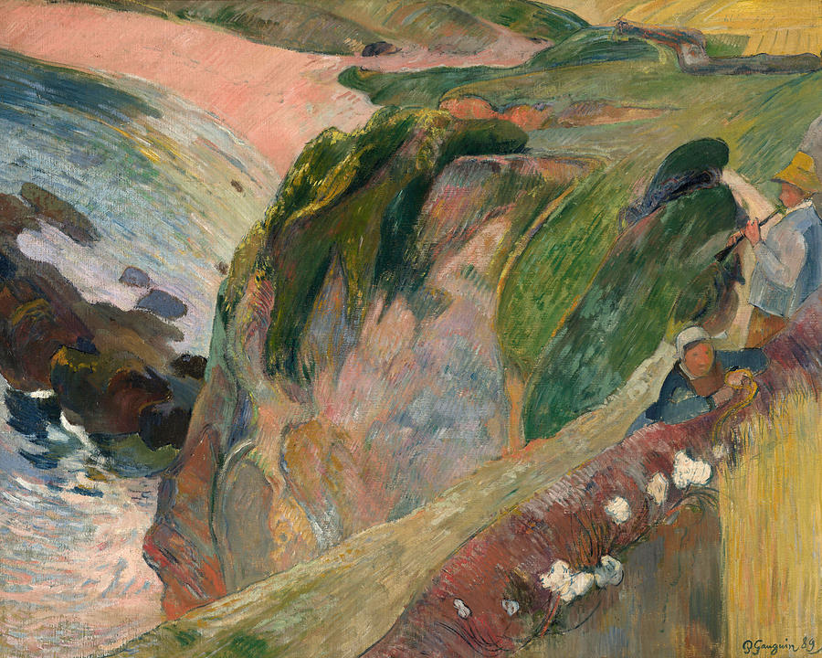 Paul Gauguin Painting - The Flageolet Player on the Cliff  #3 by Paul Gauguin