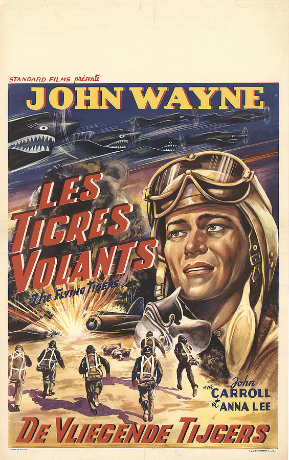 John Wayne Mixed Media - The Flying Tigers, 1942 #3 by Movie World Posters