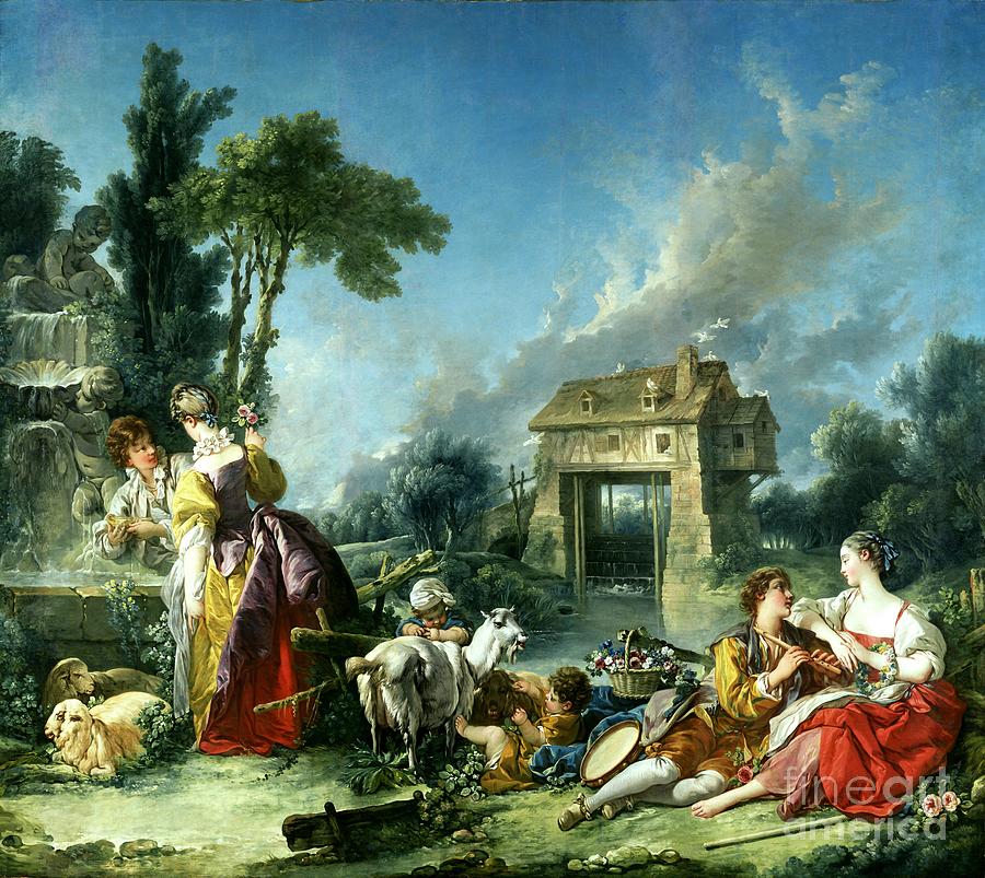 The Fountain of Love #3 Painting by Francois Boucher