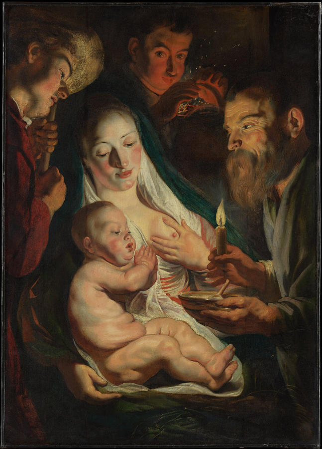 Jacob Jordaens Painting - The Holy Family with Shepherds  #3 by Jacob Jordaens
