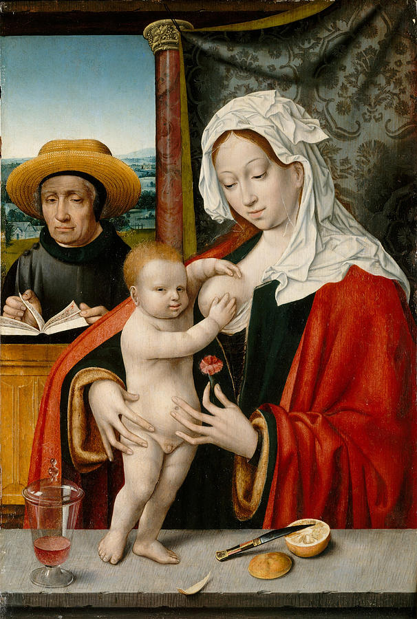 The Holy Family #4 Painting by Workshop of Joos van Cleve