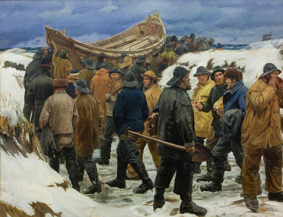 Michael Painting - The Lifeboat is Taken through the Dunes  #3 by Michael Ancher