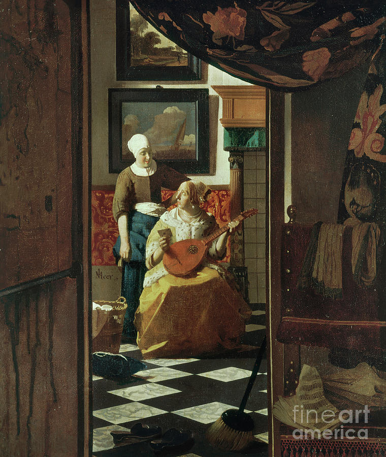 Jan Vermeer Painting - The love letter #3 by Jan Vermeer