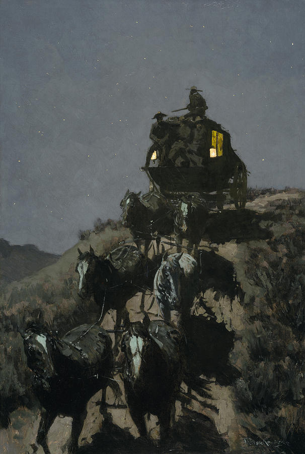 Frederic Remington Painting - The Old Stage Coach of the Plains  #3 by Frederic Remington