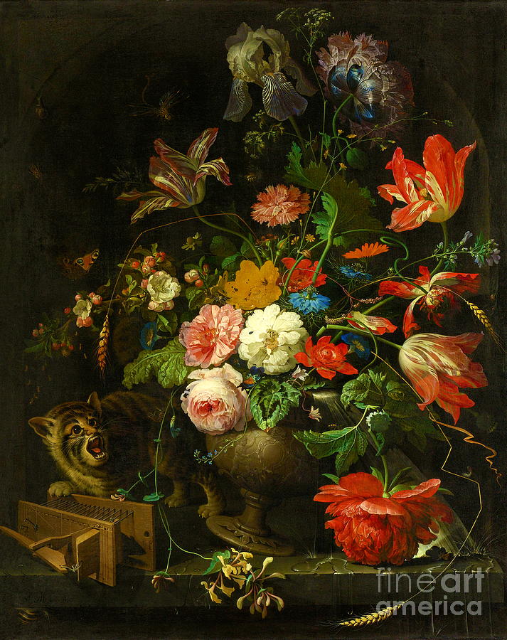 The Overturned Bouquet #3 Painting by Abraham Mignon
