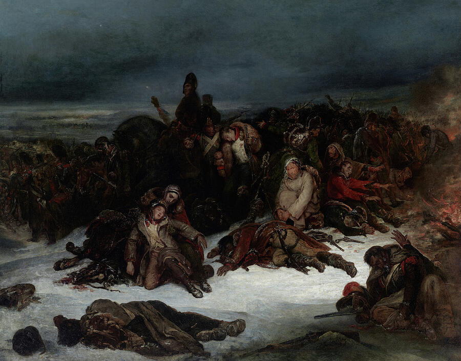 The Retreat of Napoleons Army from Russia in 1812, from 1826 Painting by Ary Scheffer