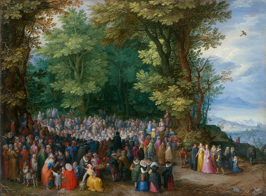 Jan Brueghel The Elder Painting - The Sermon on the Mount  #3 by Jan Brueghel the Elder