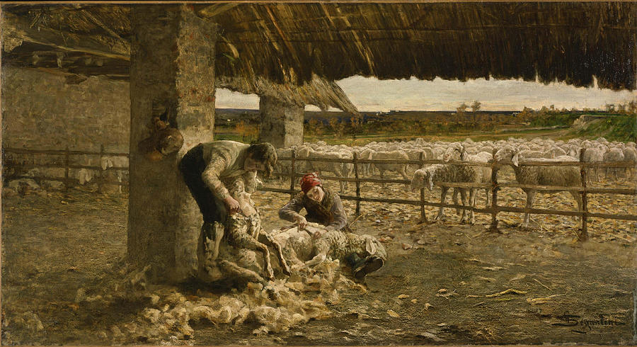 Giovanni Segantini Painting - The Sheepshearing  #3 by Giovanni Segantini